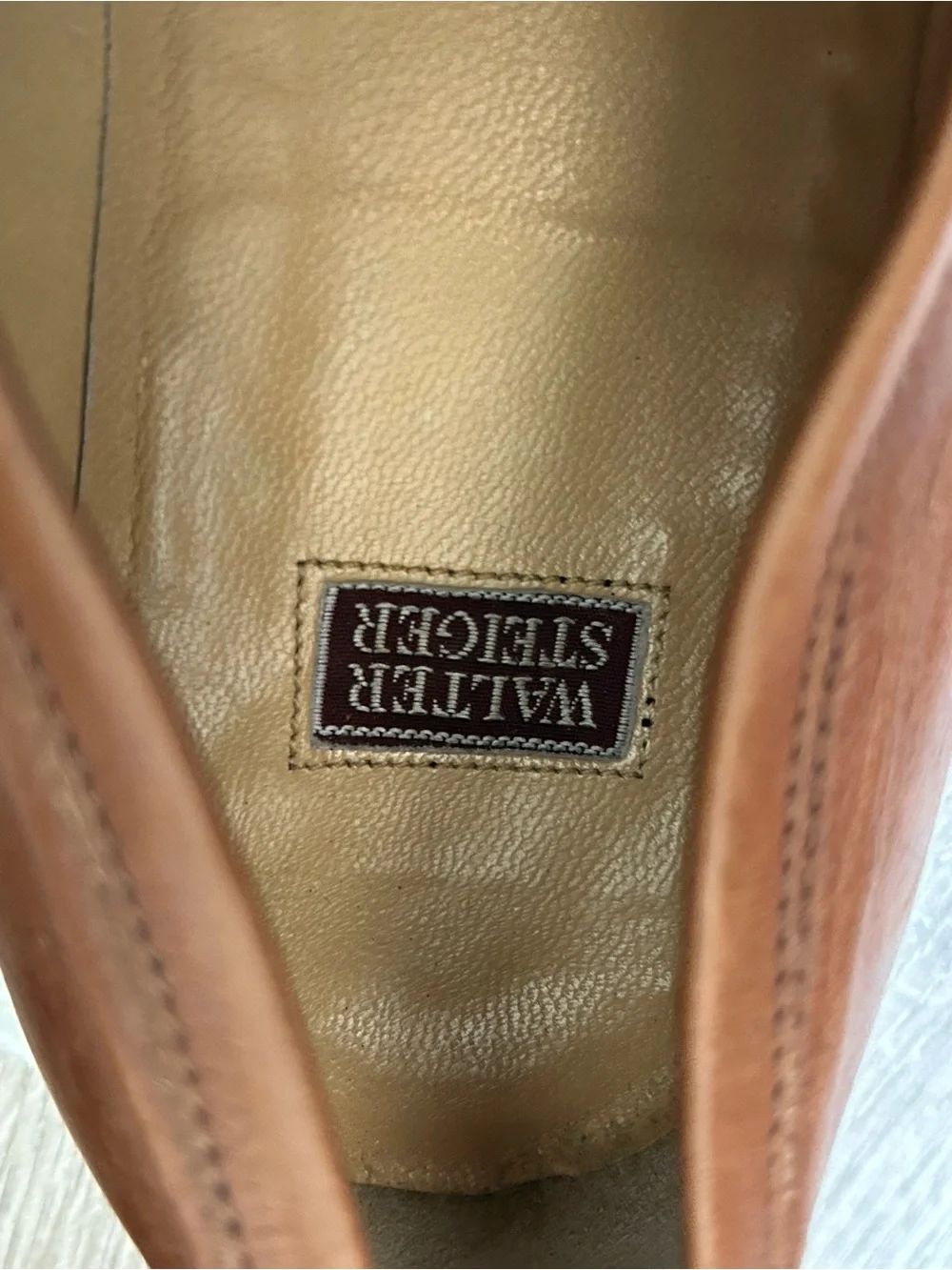 Walter Steiger Brown Leather & Cream Canvas Penny Loafers